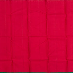 White Handloom Kanchipuram Korvai Silk Saree With Green & Red Border