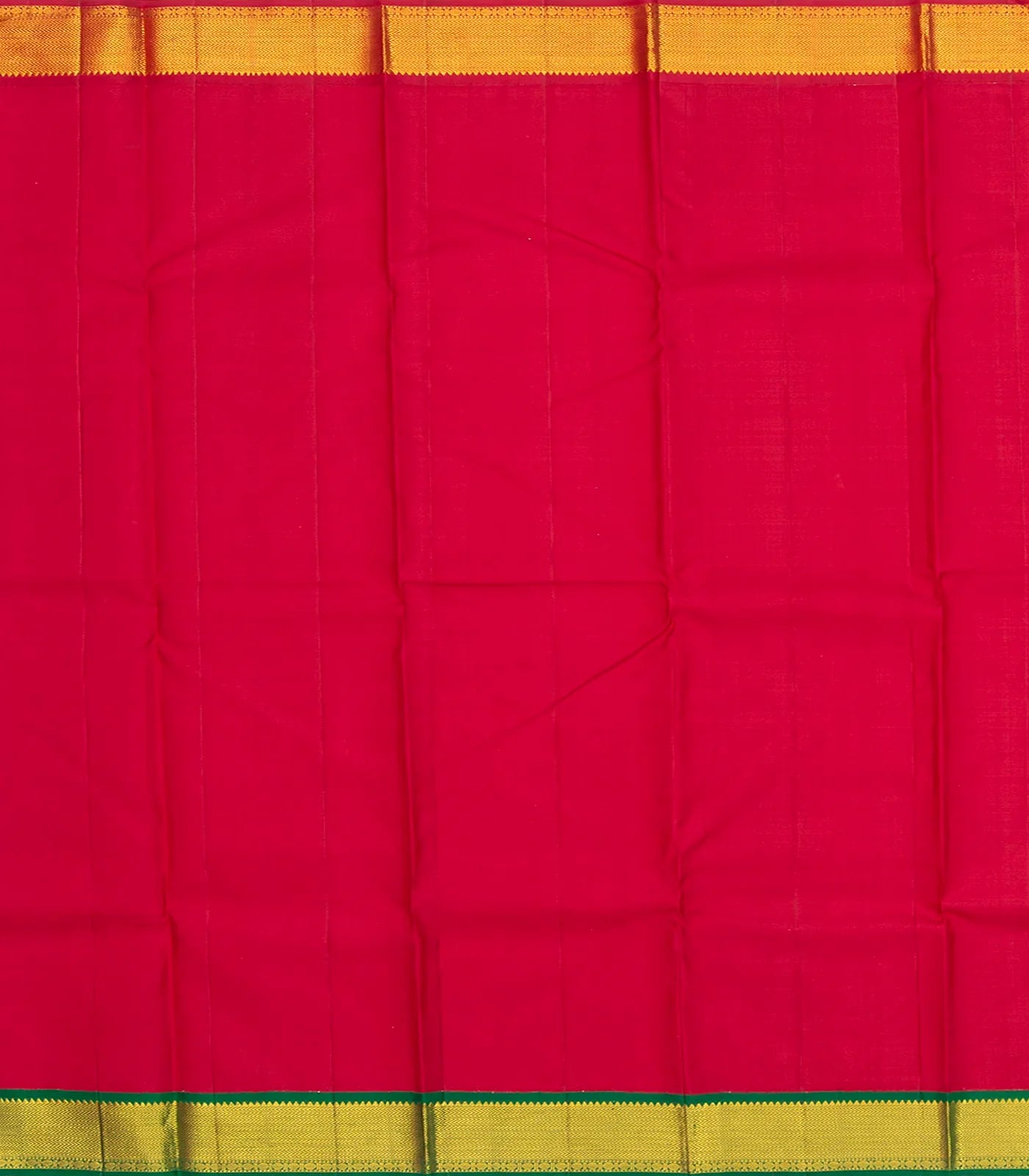 White Handloom Kanchipuram Korvai Silk Saree With Green & Red Border