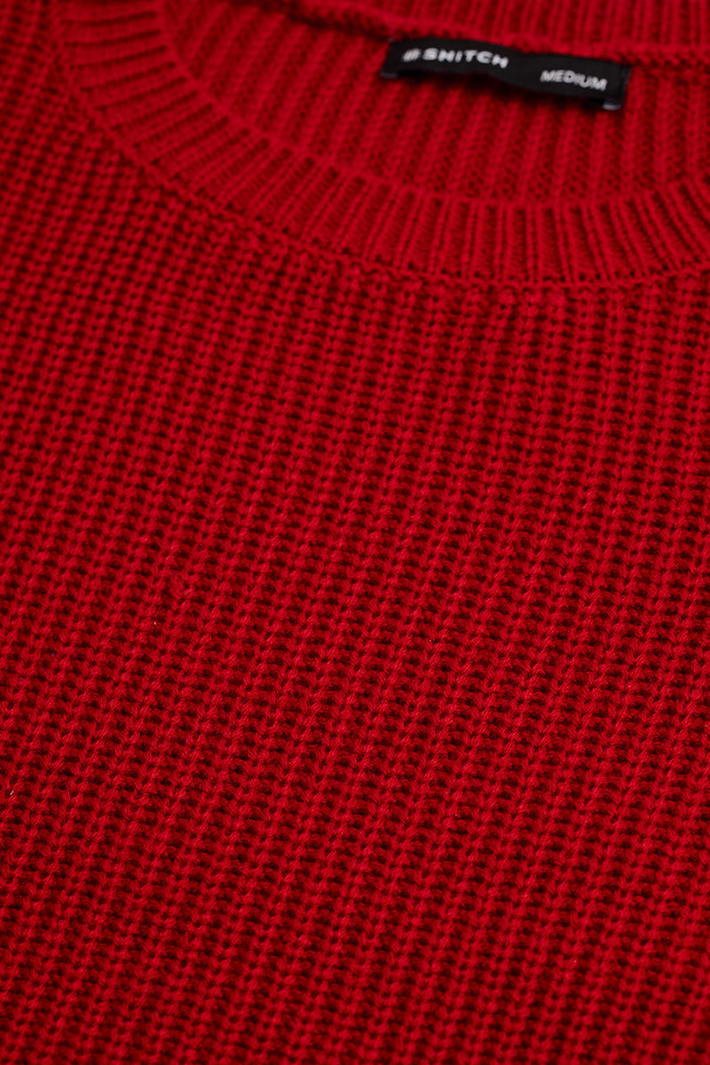 Red Fisherman Knit Sweater