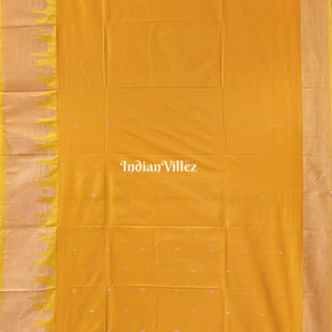 Yellow Banarasi Katan Silk Saree Inspired by Big Ben, London & United States Capitol, Washington DC