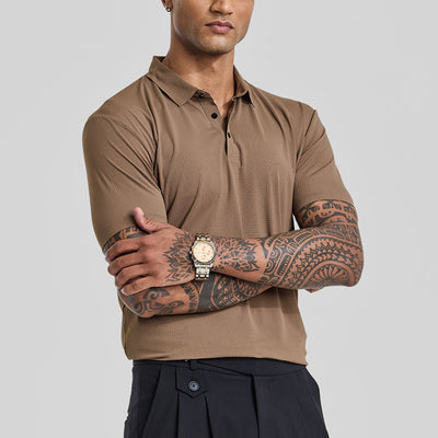 Light Brown Textured Polo T-Shirt