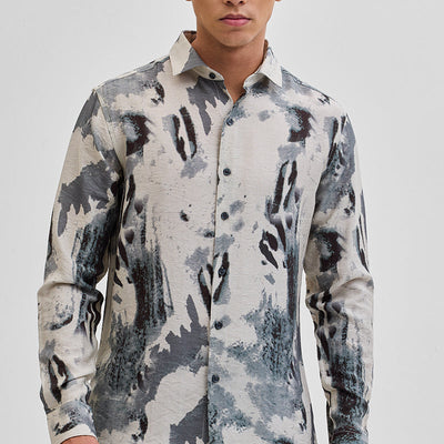 Cream Textured Abstract Shirt