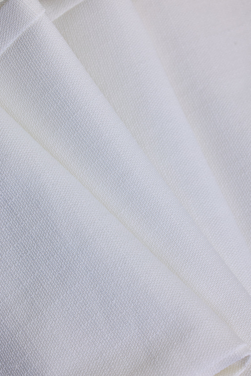White Self-Design Slim Fit Trousers