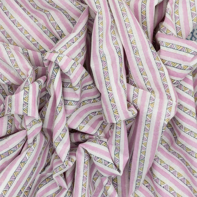 Baby Pink Woven Jaipur Cotton Saree Printed With Stripes