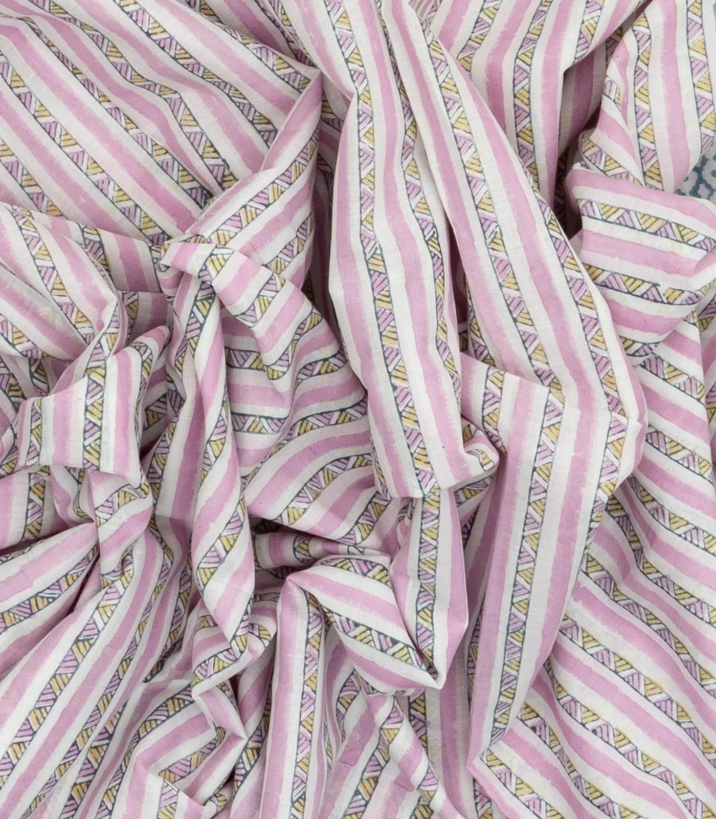 Baby Pink Woven Jaipur Cotton Saree Printed With Stripes