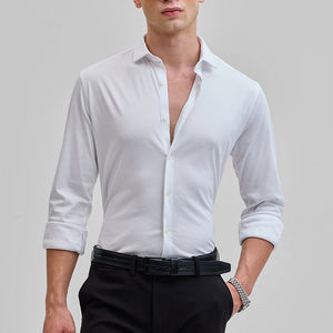 White Solid Stretch Shirt