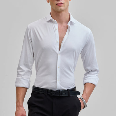 White Solid Stretch Shirt