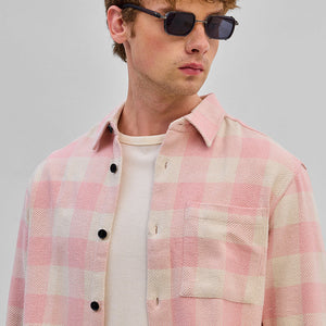 Light Pink Flannel Checks Overshirt