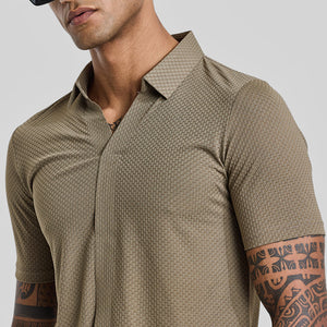 Beige Textured Polo T-Shirt