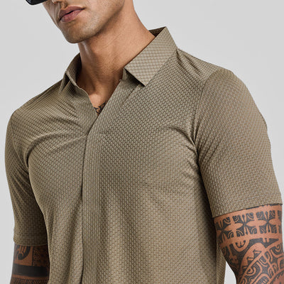 Beige Textured Polo T-Shirt