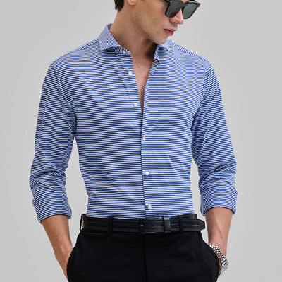 Dark Blue Stripes Stretch Shirt