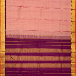 Dusty Pink Handloom Kanchipuram Silk Saree With Contrast Zari Border