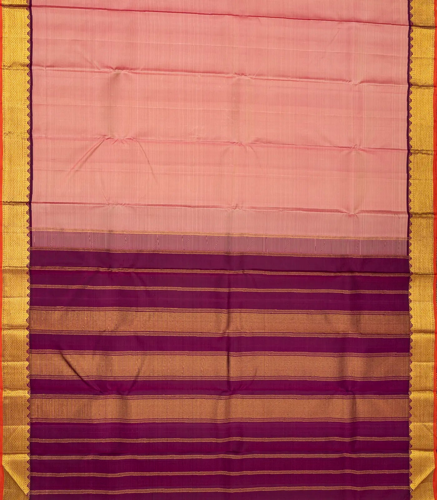 Dusty Pink Handloom Kanchipuram Silk Saree With Contrast Zari Border