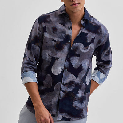 Grey Textured Abstract Shirt