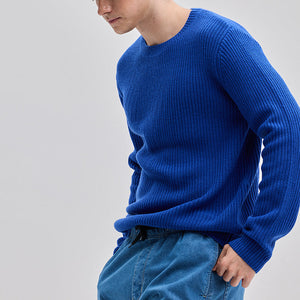 Dark Blue Fisherman Knit Sweater
