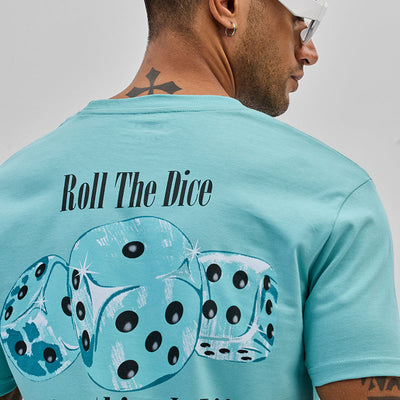 Roll The Dice Turquoise Slim Fit T-Shirt