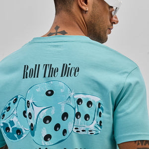 Roll The Dice Turquoise Slim Fit T-Shirt