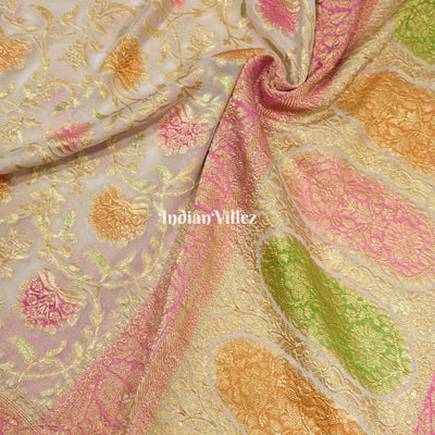 Flower Design Banarasi Khaddi Georgette Saree