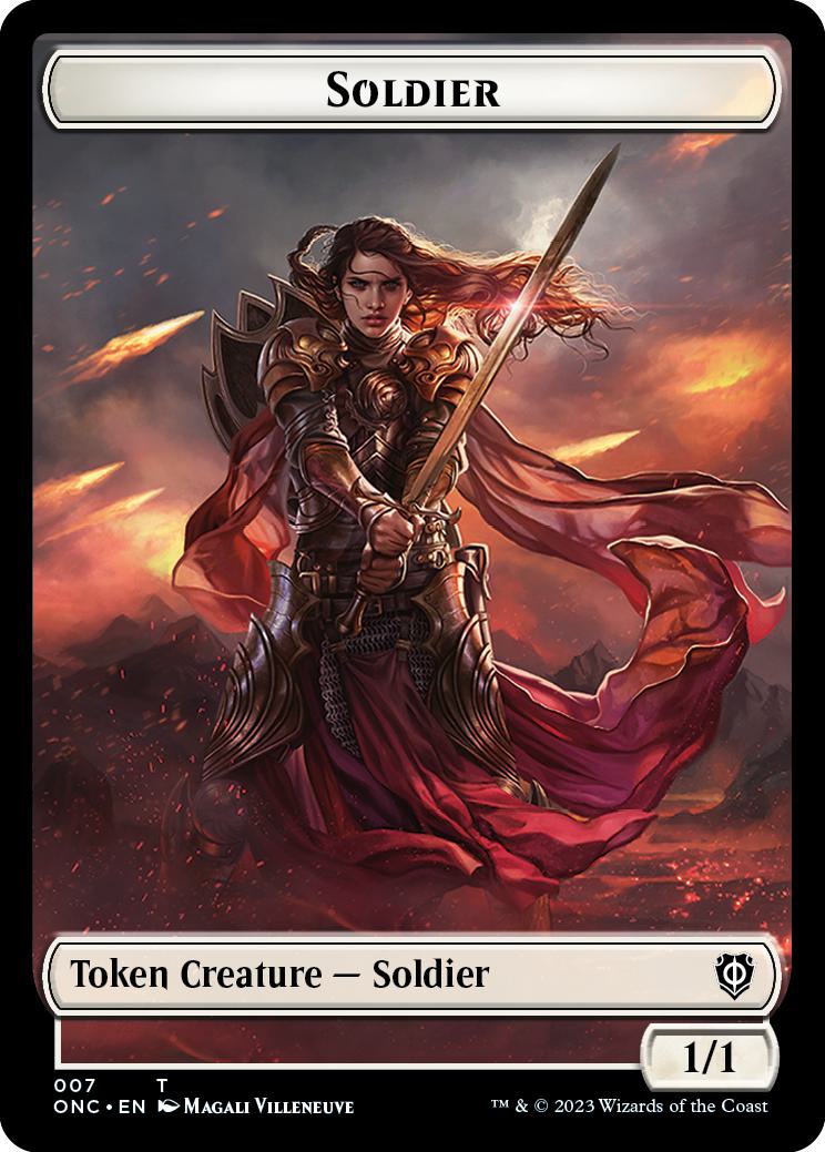 Angel Token (02) // Soldier Token (07) [Phyrexia: All Will Be One: Commander: Tokens] [Non-Foil]