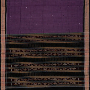 Lilac Handloom Orissa Cotton Saree With Button Motifs