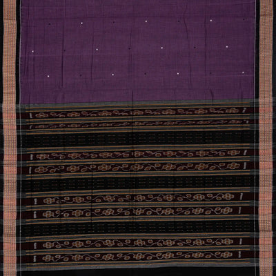 Lilac Handloom Orissa Cotton Saree With Button Motifs