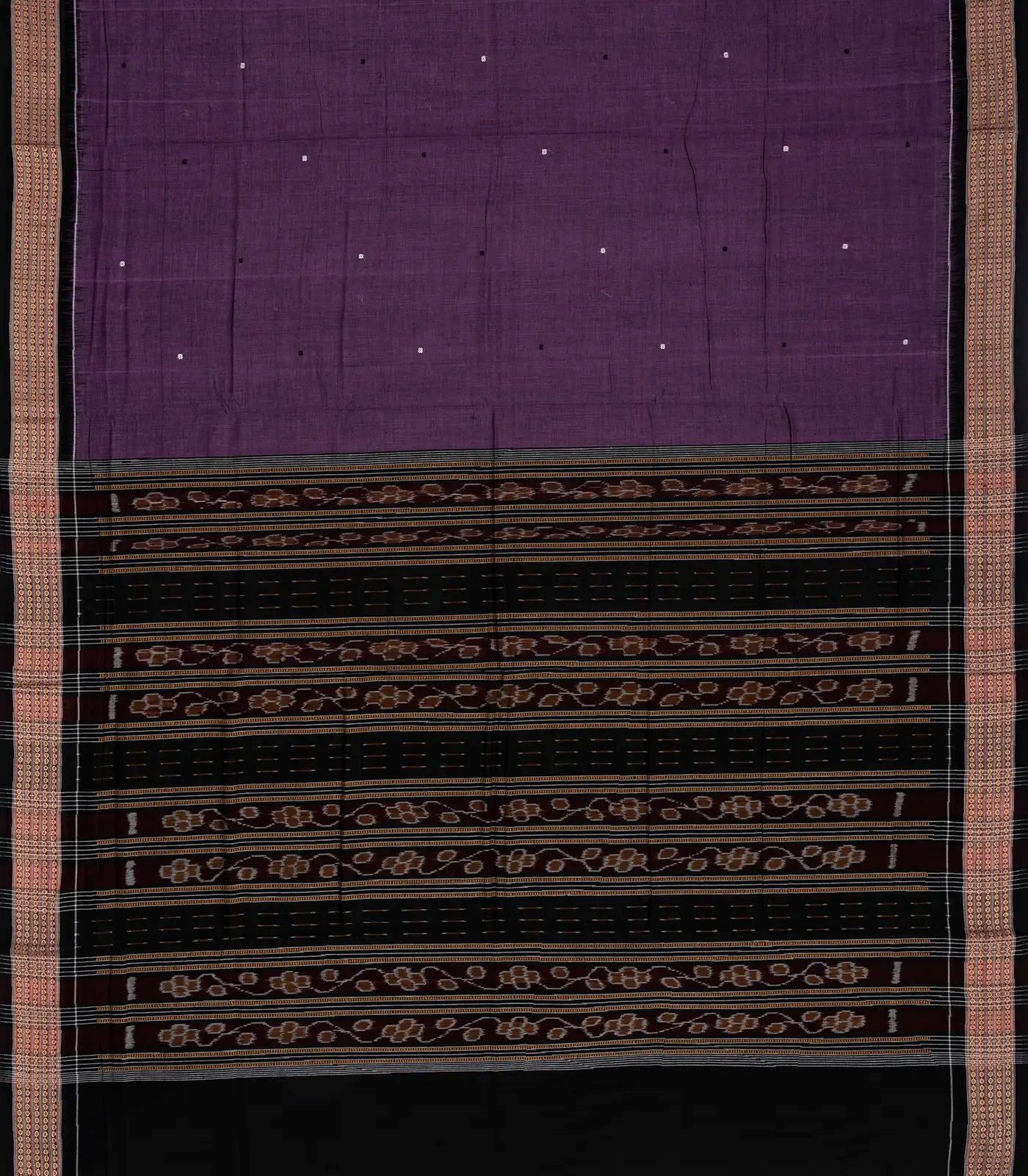 Lilac Handloom Orissa Cotton Saree With Button Motifs