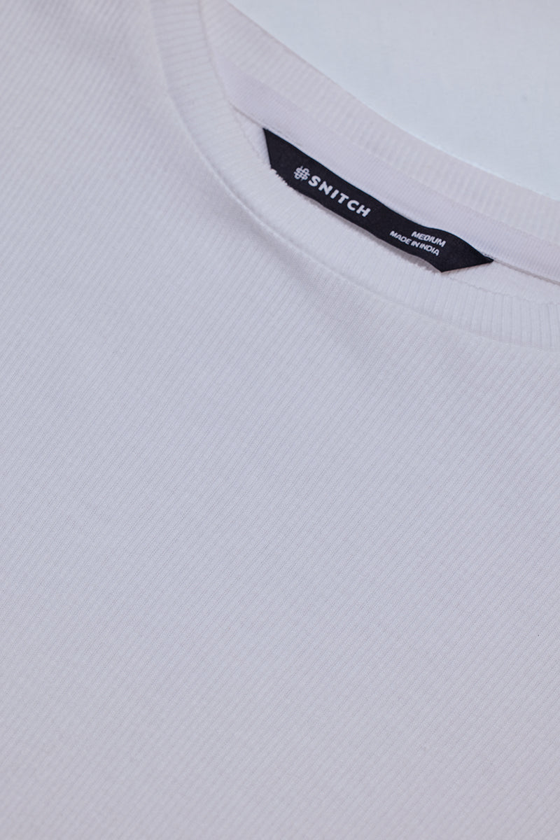 White Textured Sweatshirt