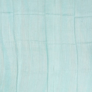Turquoise Handloom Tussar Linen Blend Silk Saree Printed With Floral Motifs