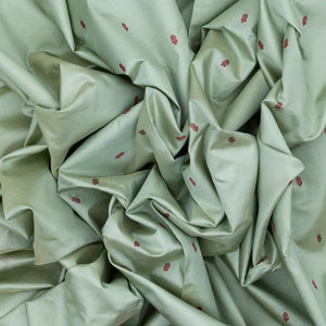 Shadow Green Banarasi Silk Saree With Floral Motifs