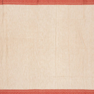 Taupe Handloom Bengal Cotton Saree With Red Border