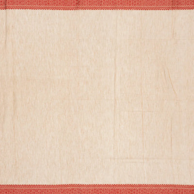 Taupe Handloom Bengal Cotton Saree With Red Border