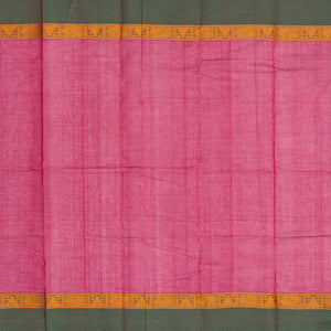 Pink Handloom Kanchi Cotton Saree With Green Border