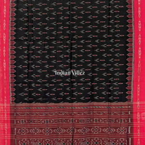 Black Mayur Chandrika Maniabandha Cotton Saree