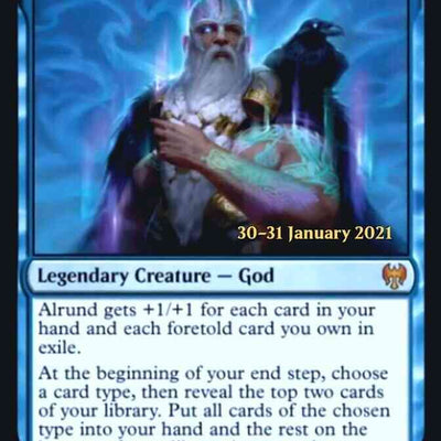 Alrund, God of the Cosmos // Hakka, Whispering Raven [Prerelease] [40s] [Kaldheim Promos] [Foil]