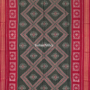 Basil Green Red Tarabali Sambalpuri Cotton Saree