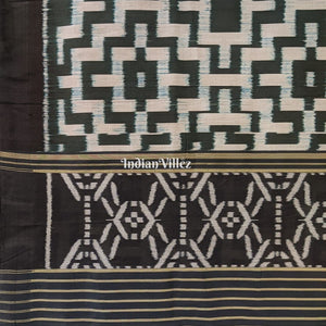 Dark Bottle Green Odisha Ikat Contemporary Silk Saree
