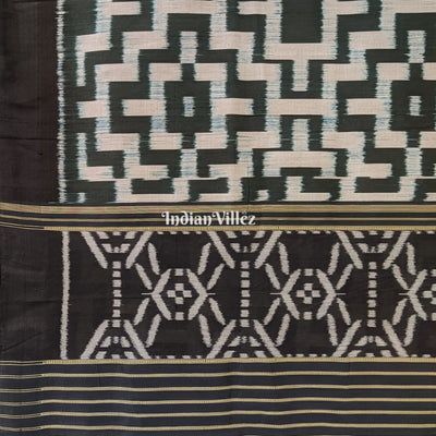 Dark Bottle Green Odisha Ikat Contemporary Silk Saree