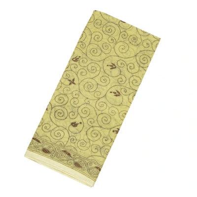 Cream Bengal Cotton Saree With Embroidered Floral Motifs