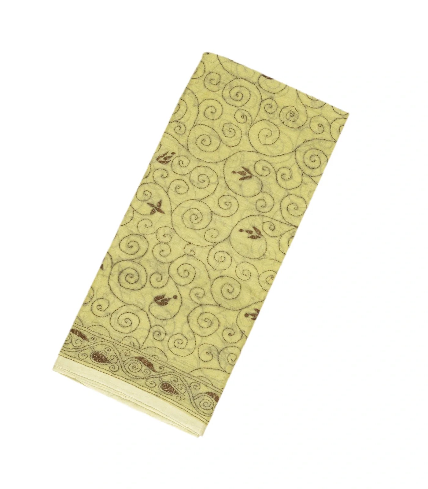 Cream Bengal Cotton Saree With Embroidered Floral Motifs