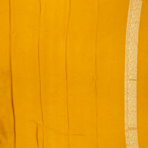 Mustard Handwoven Banarasi Georgette Silk Saree With Floral Motifs