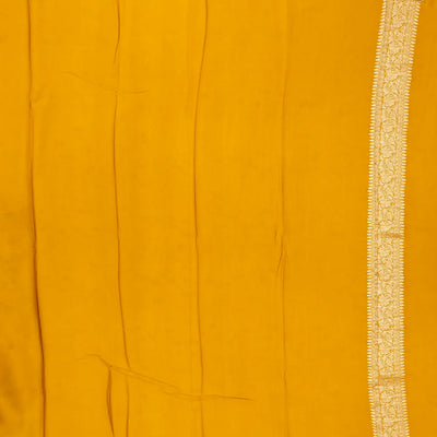 Mustard Handwoven Banarasi Georgette Silk Saree With Floral Motifs
