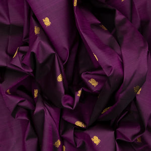 Purple Handloom Kanchipuram Korvai Silk Saree With Turquoise Border