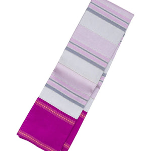 Grey Handloom Kanchipuram Korvai Silk Saree With Stripes