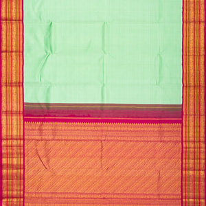 Pista Green Handloom Kanchipuram Korvai Silk Saree With Pink Border