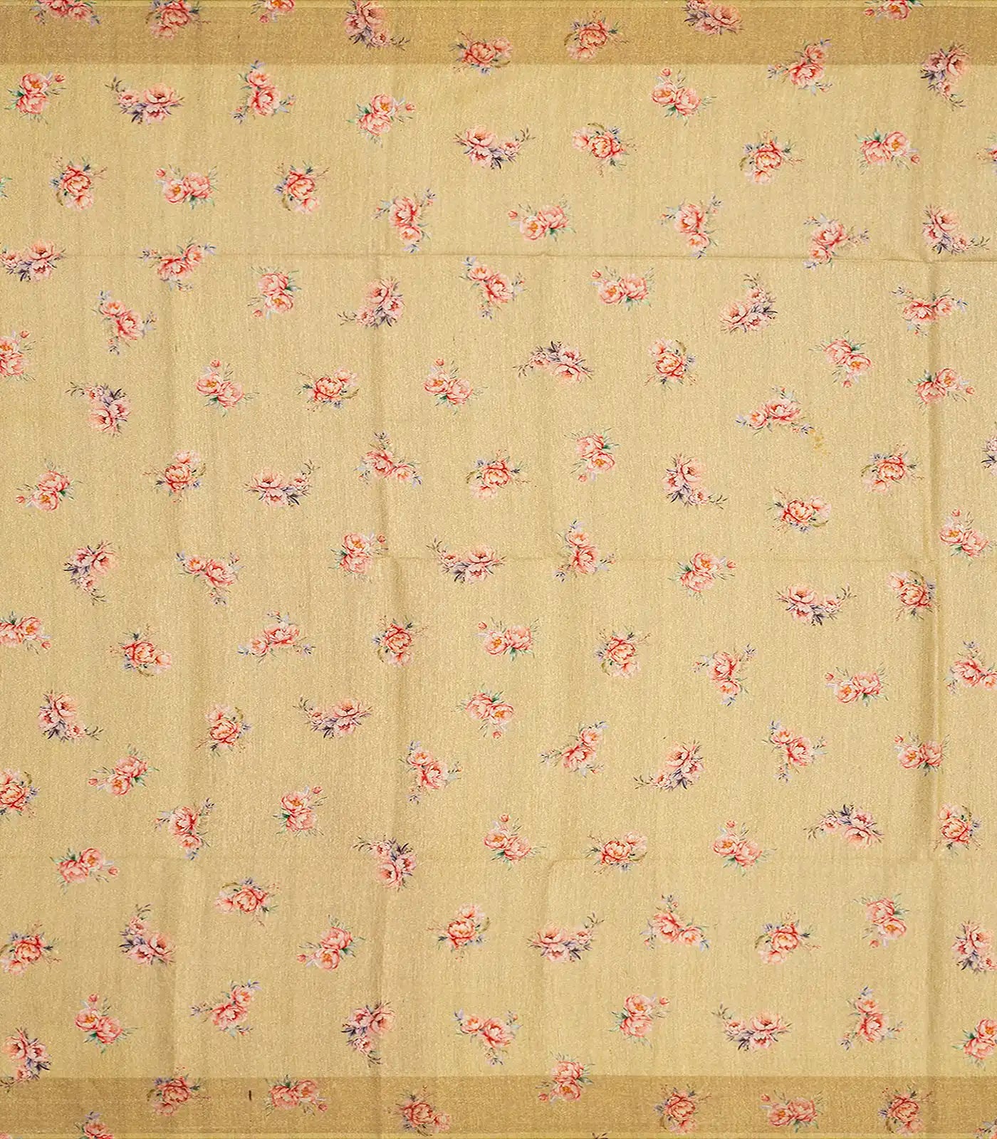 Taupe Handloom Tussar Silk Saree With Printed Crane Motifs-Taupe