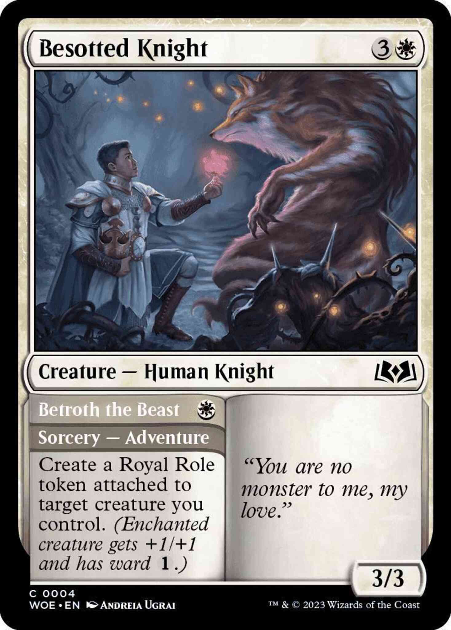 Besotted Knight // Betroth the Beast [4] [Wilds of Eldraine] [Non-Foil]