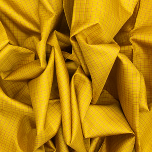 Mustard Handloom Kanchipuram Silk Saree With Checks