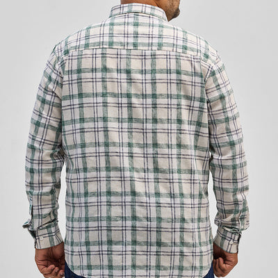 Green Checks Linen Blend Shirt