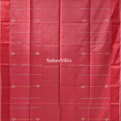 Peach with Sky Blue Handwoven Soft Silk Saree