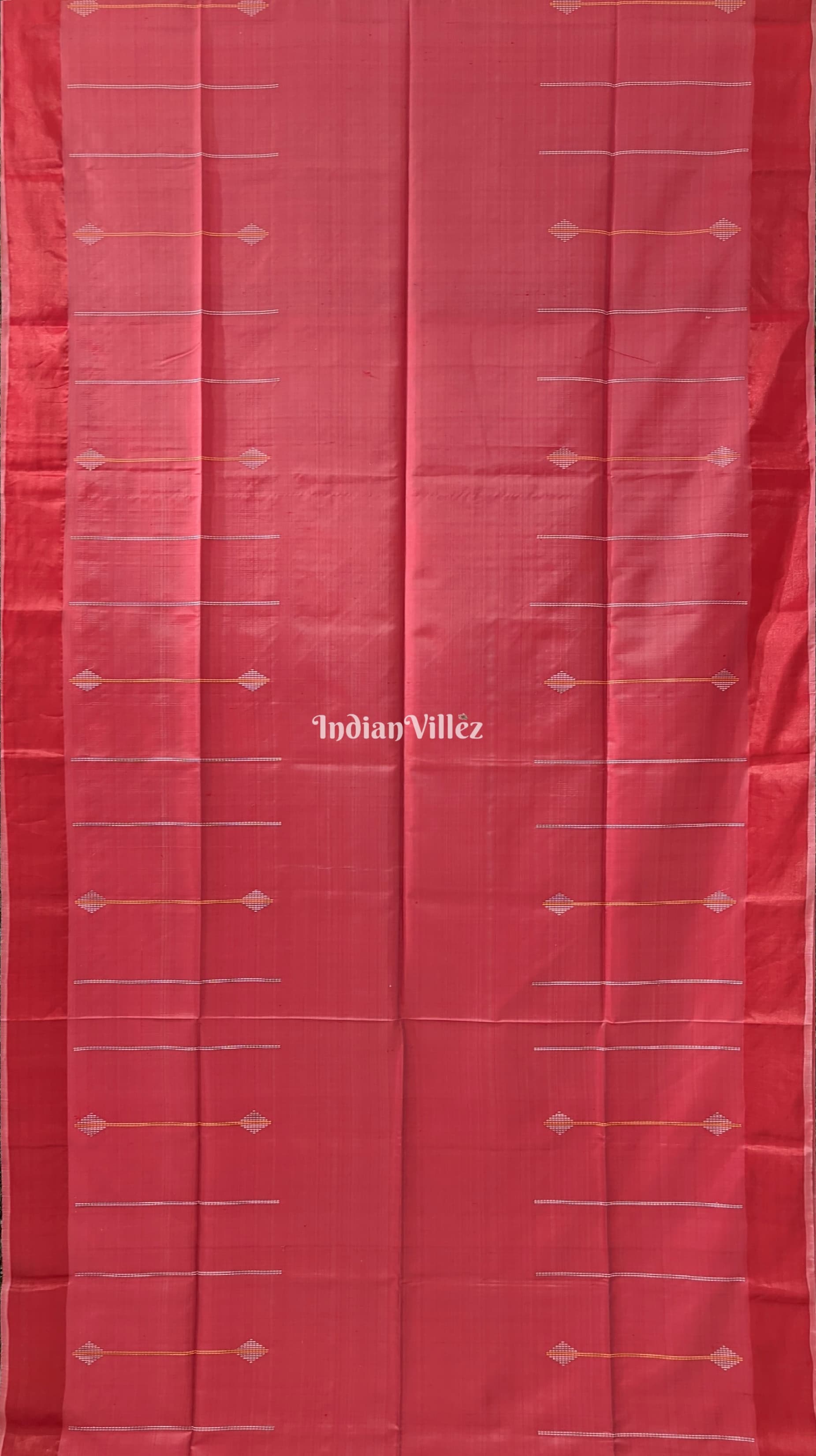 Peach with Sky Blue Handwoven Soft Silk Saree